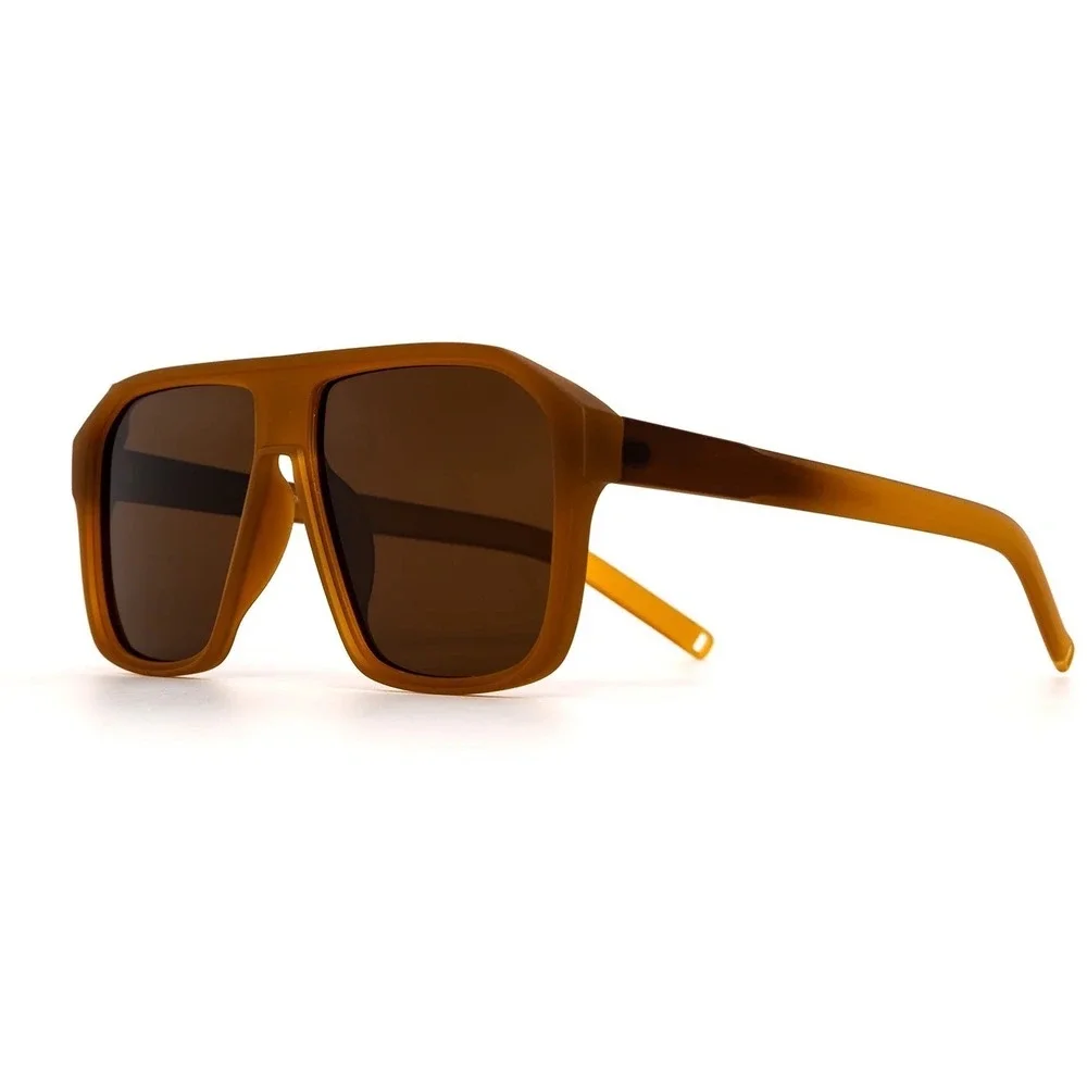 Square Oversized Retro Sunglasses Women Bold Thick Frame UV400 Shades Brown Lens